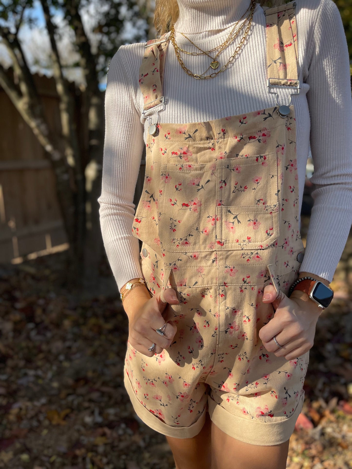 Neutral Floral Overalls