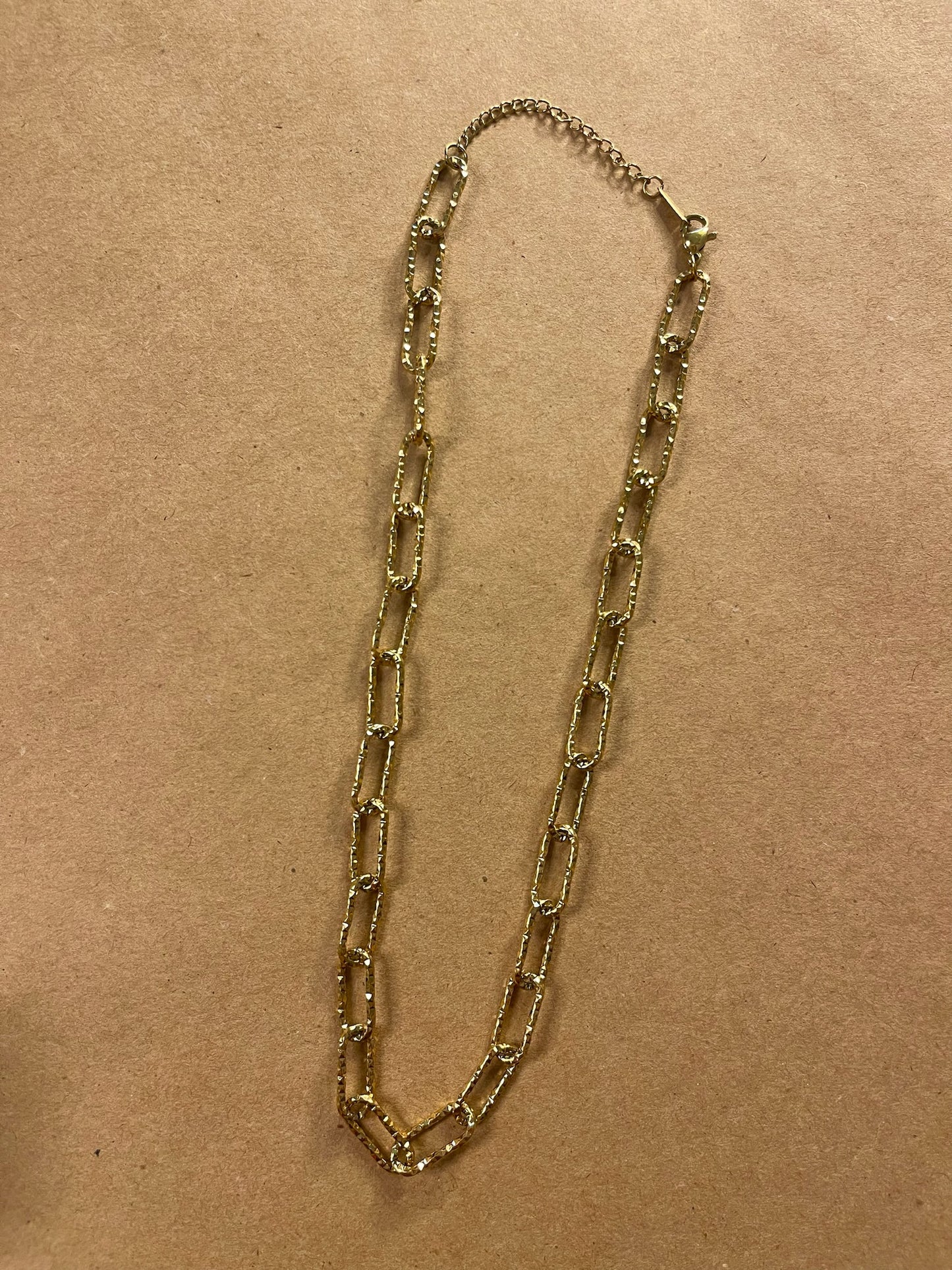 18K Hammered XL Paperclip Necklace