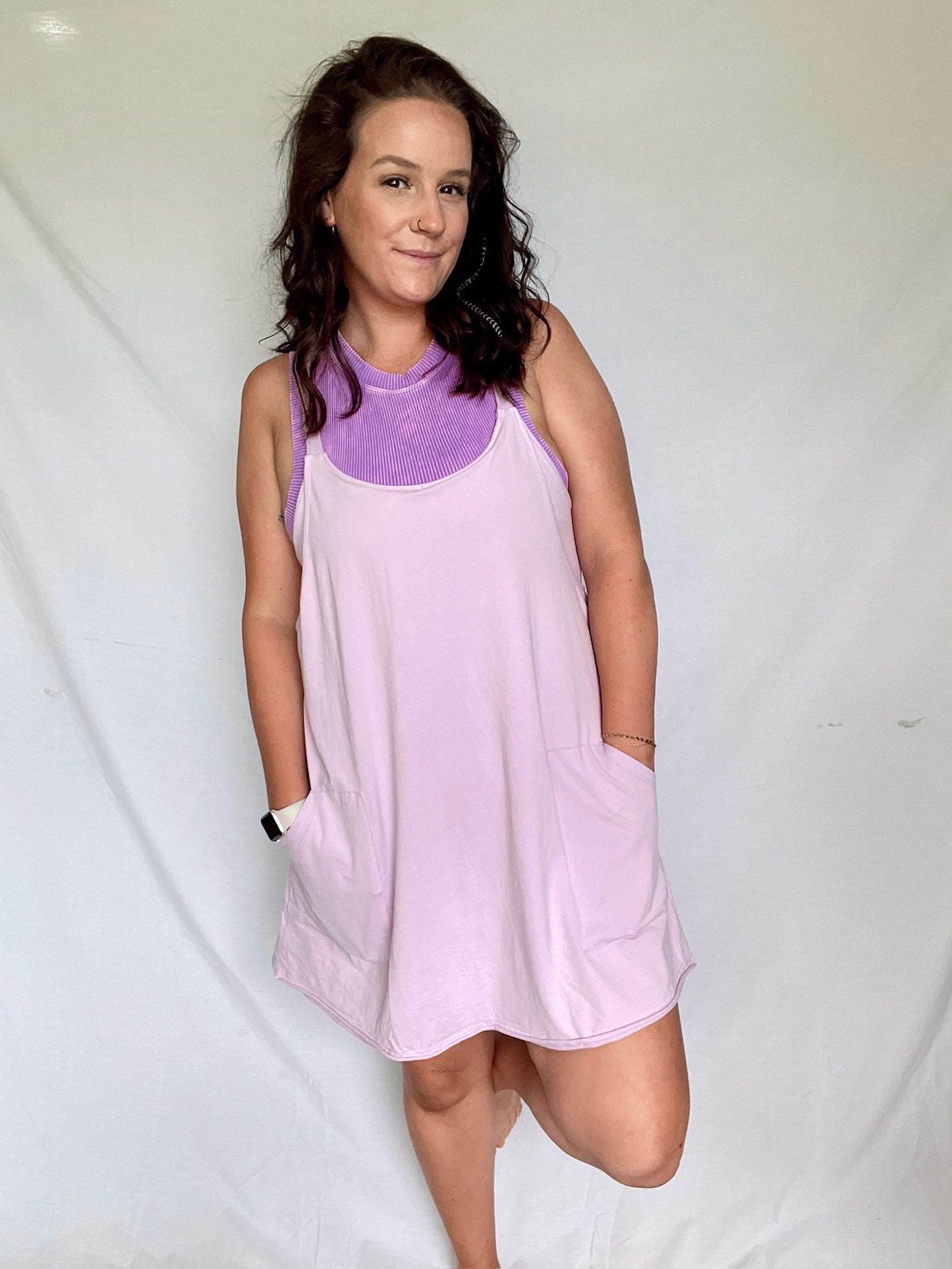 Hot Shot Romper Dress-Lilac