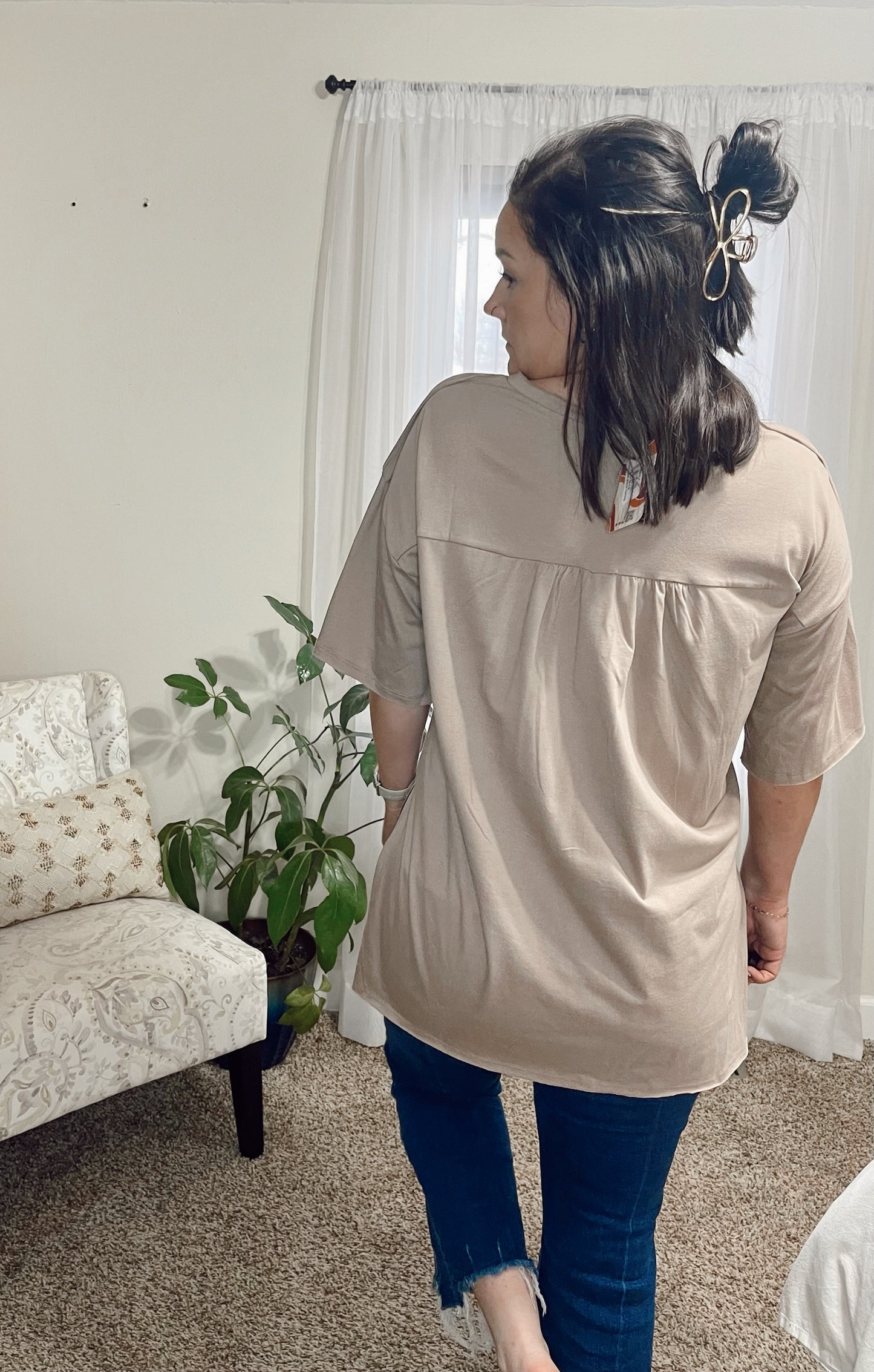 Slouchy pocket tee- Mocha