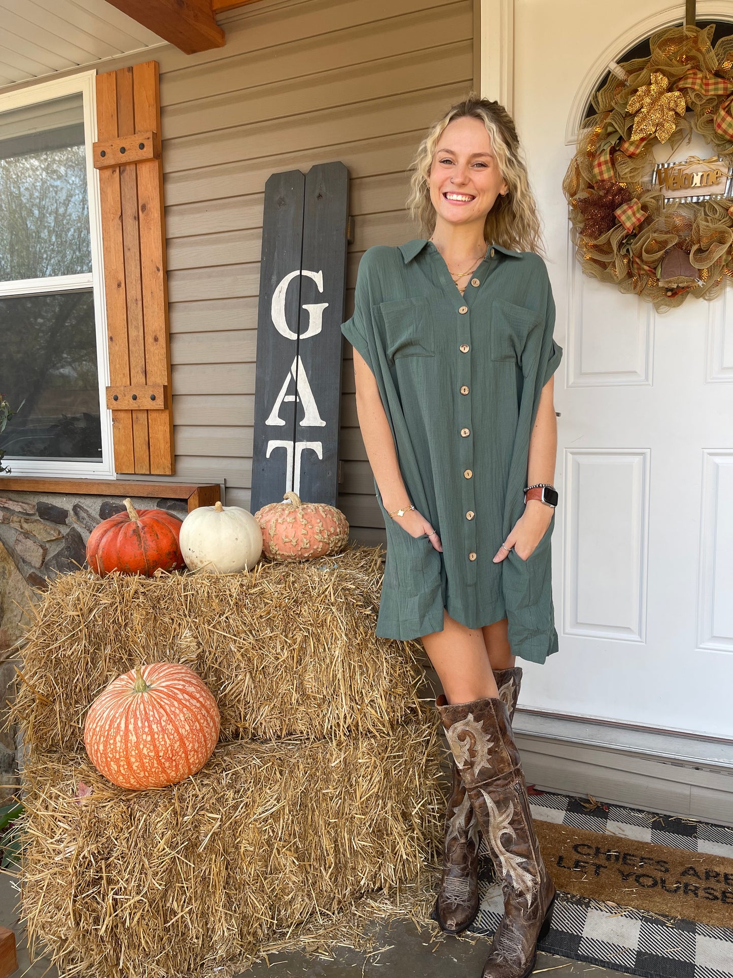 Seafoam Gauze Mini Dress