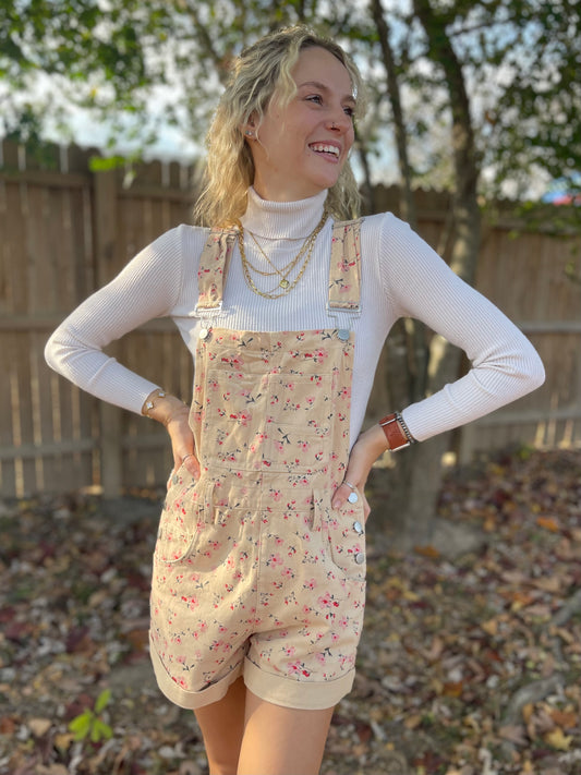 Neutral Floral Overalls