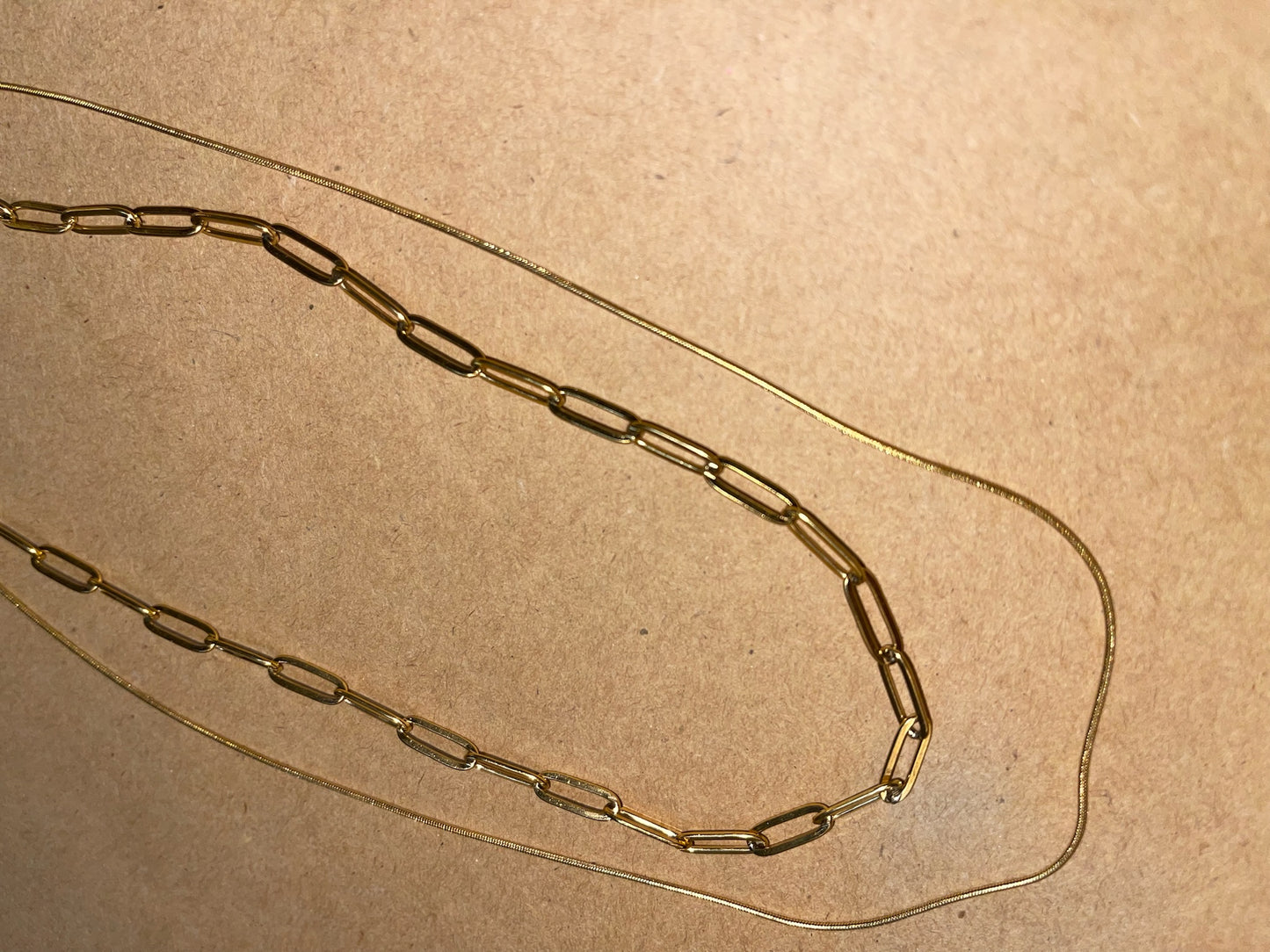 18K Dainty Paperclip Necklace Set