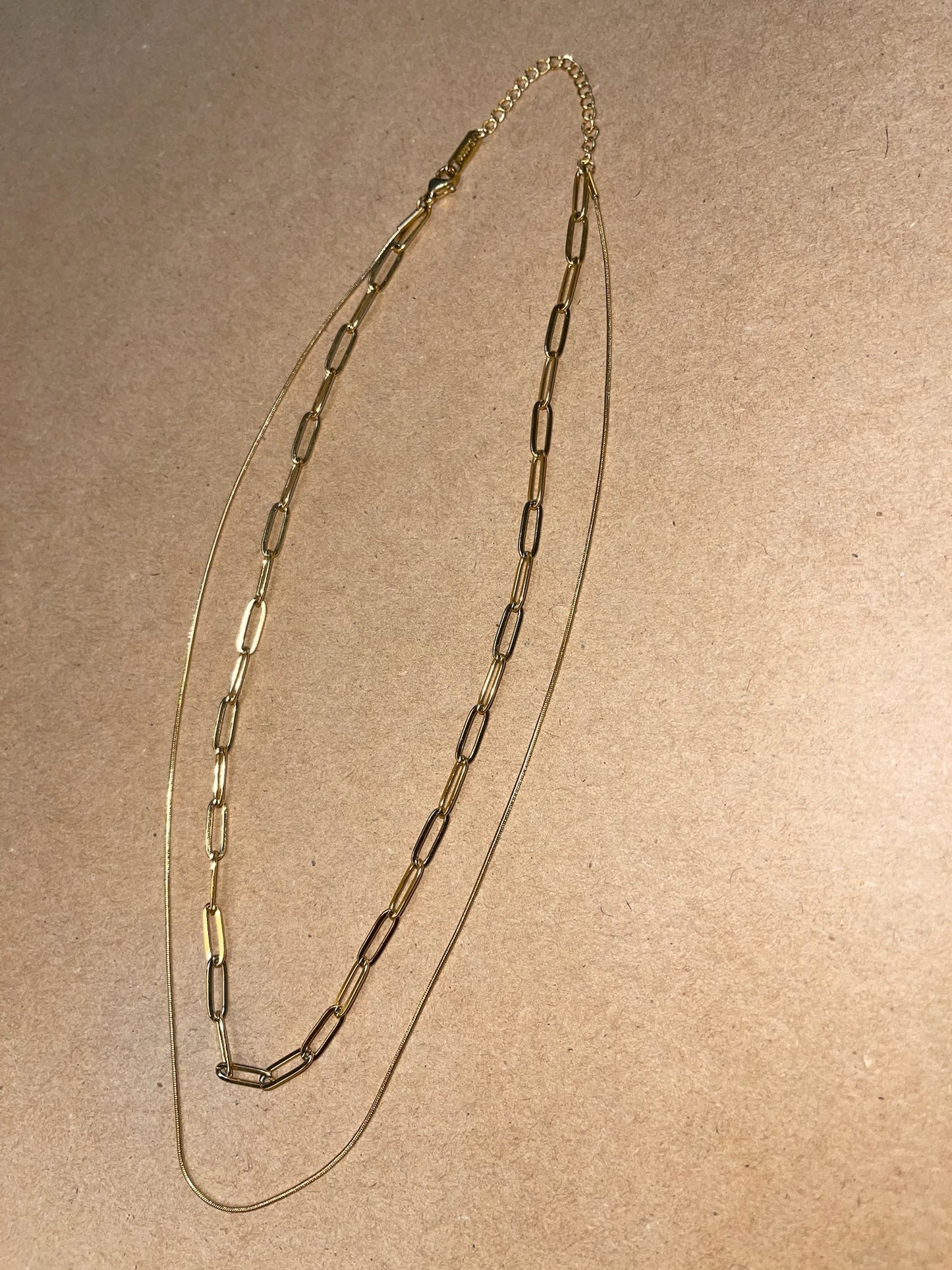 18K Dainty Paperclip Necklace Set