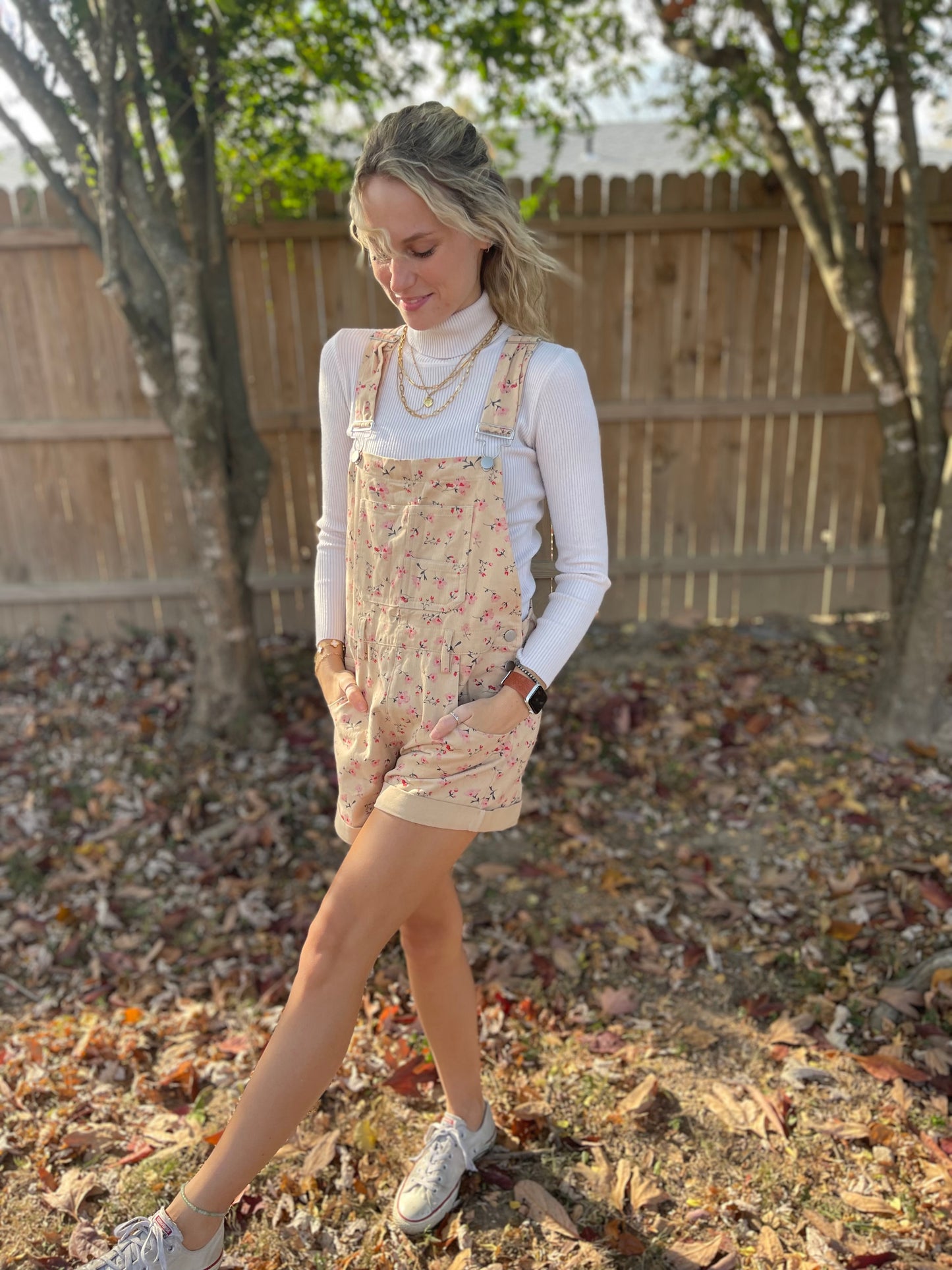 Neutral Floral Overalls