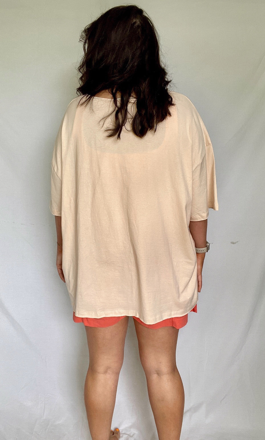 Slouchy pocket tee-Peach