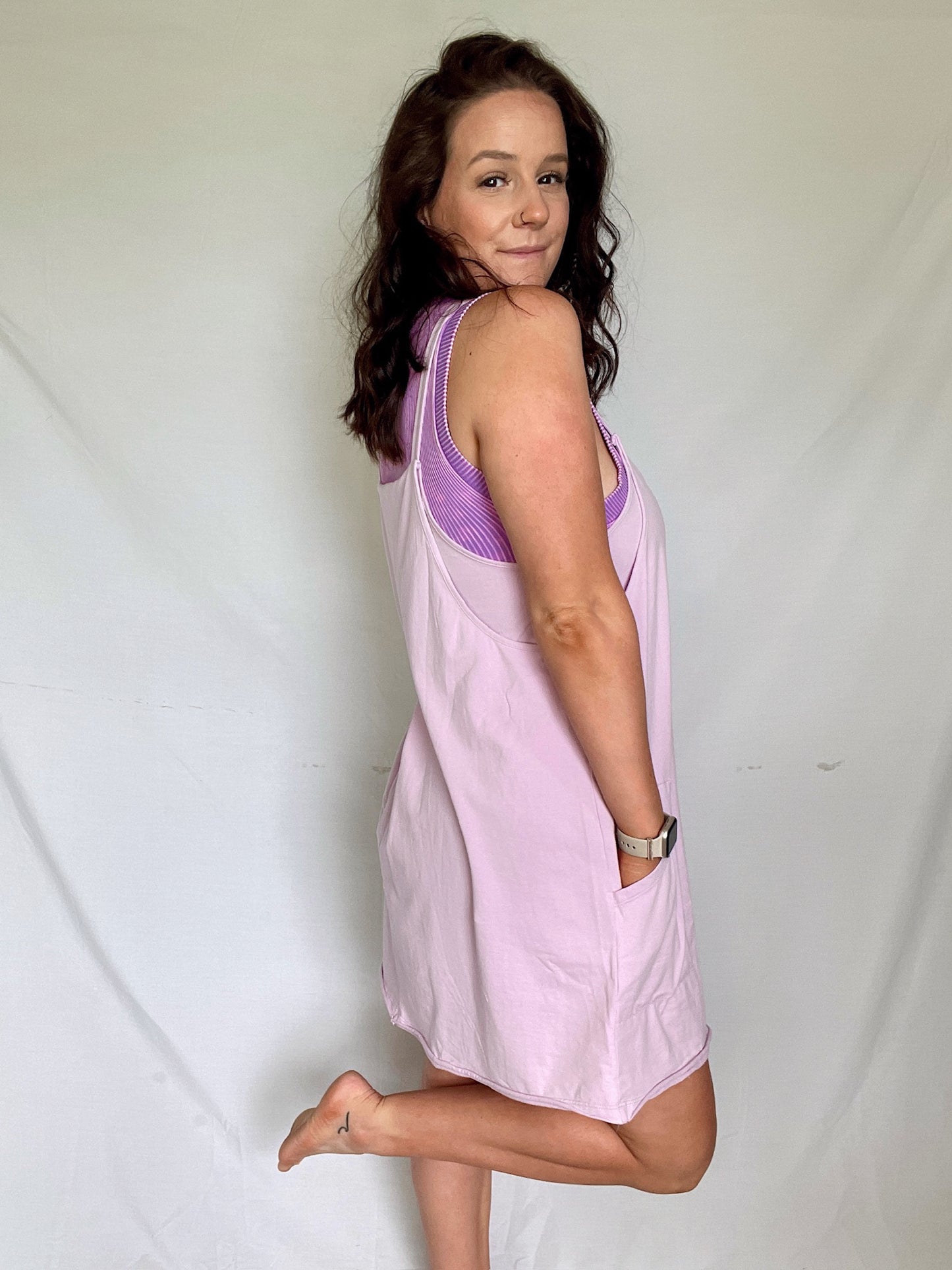 Hot Shot Romper Dress-Lilac