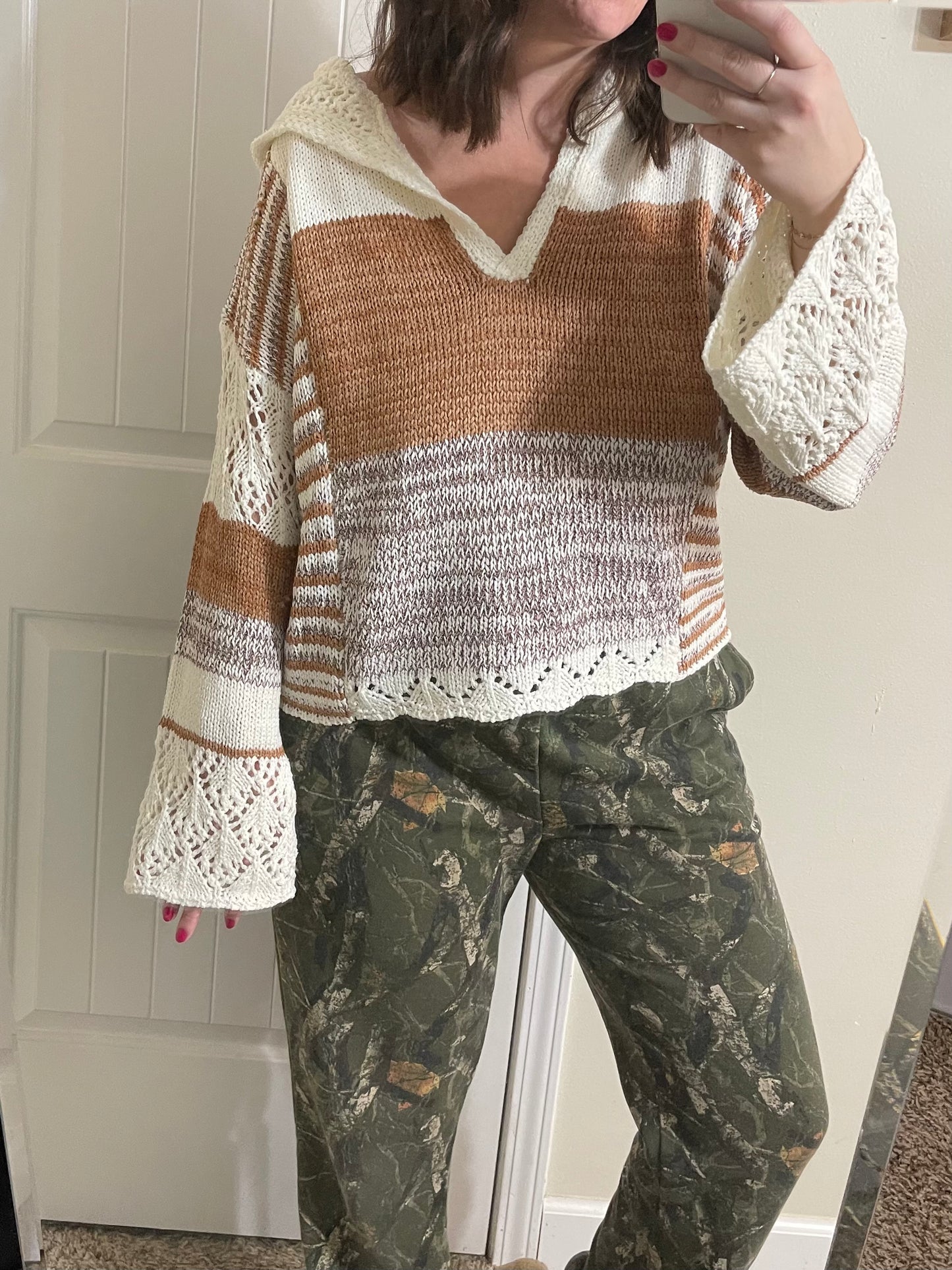 Mixed Media Hooded Sweater