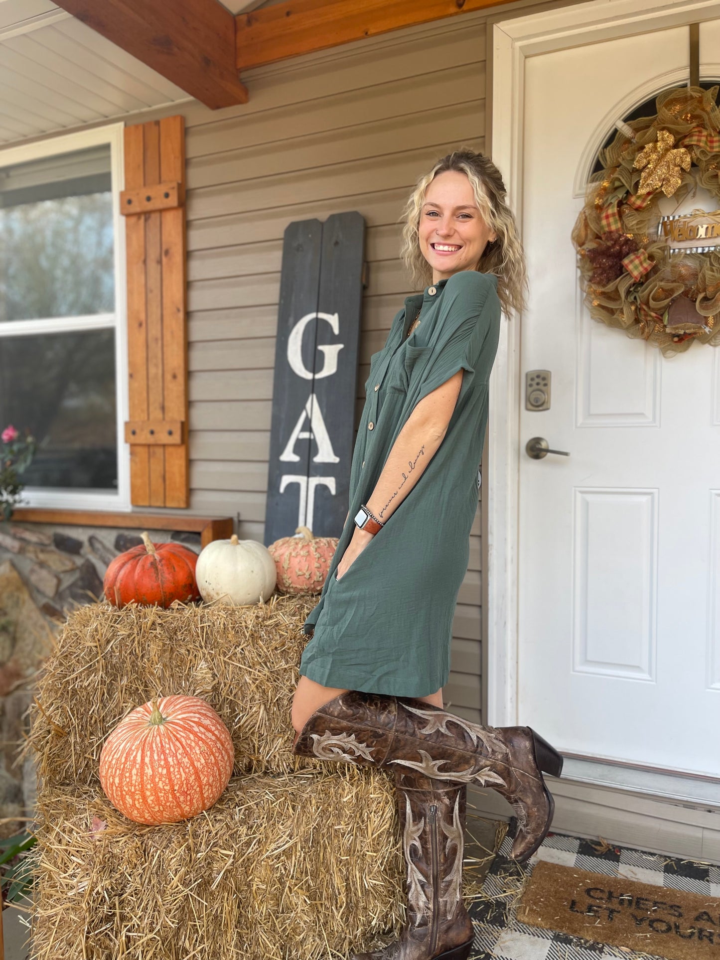 Seafoam Gauze Mini Dress