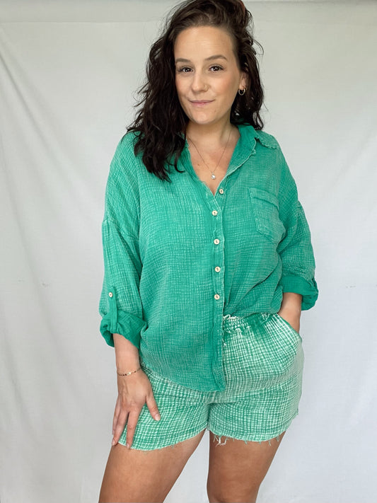 7 Summers Button Up-Kelly Green