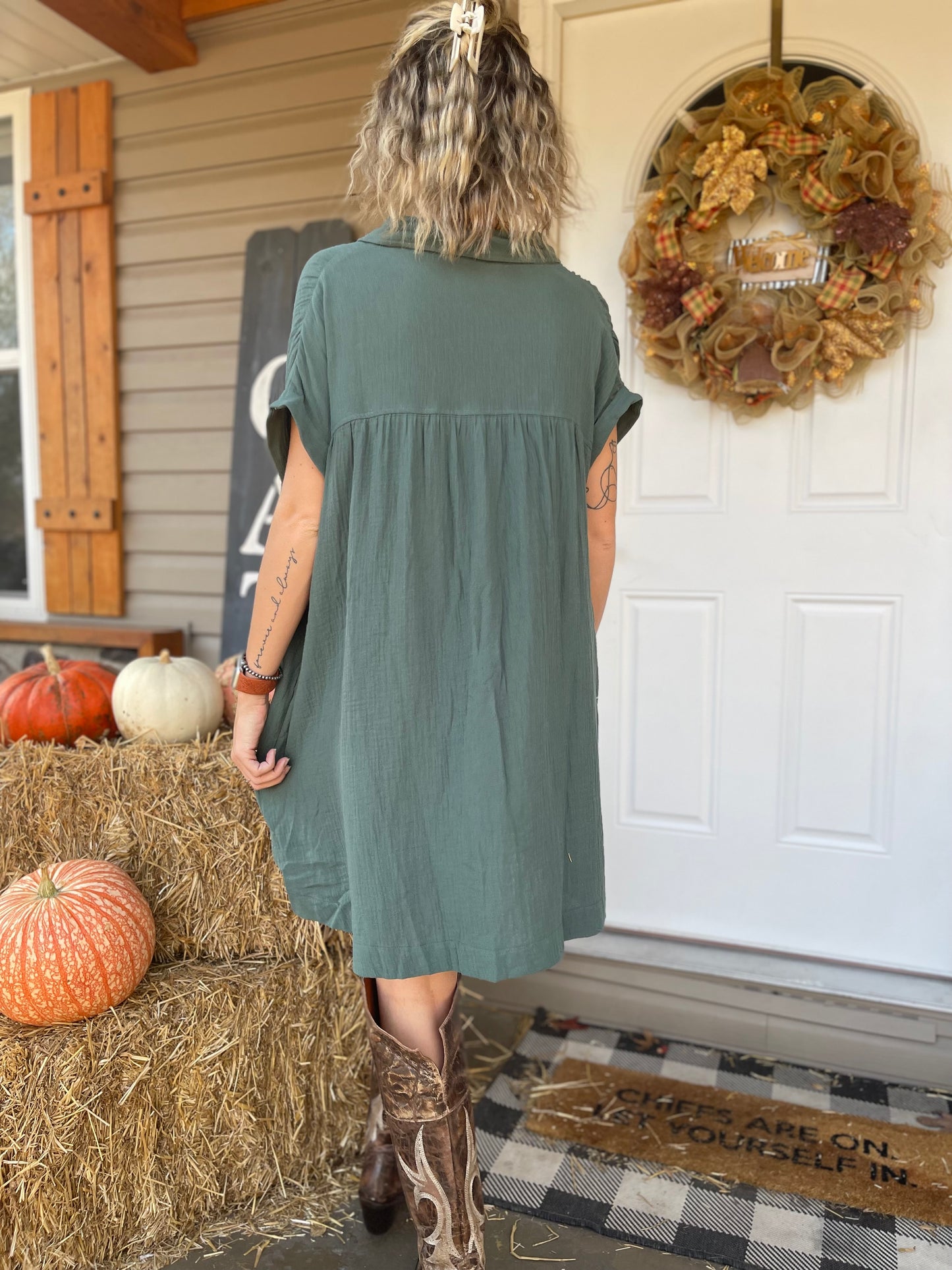 Seafoam Gauze Mini Dress