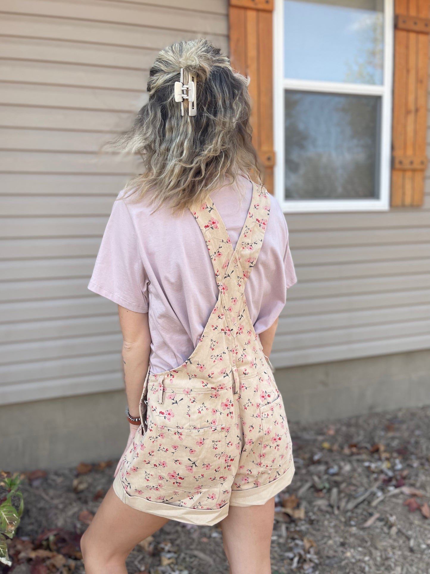 Neutral Floral Overalls