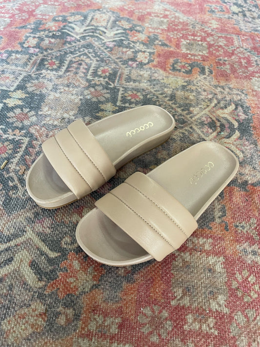 Taupe Padded Slides