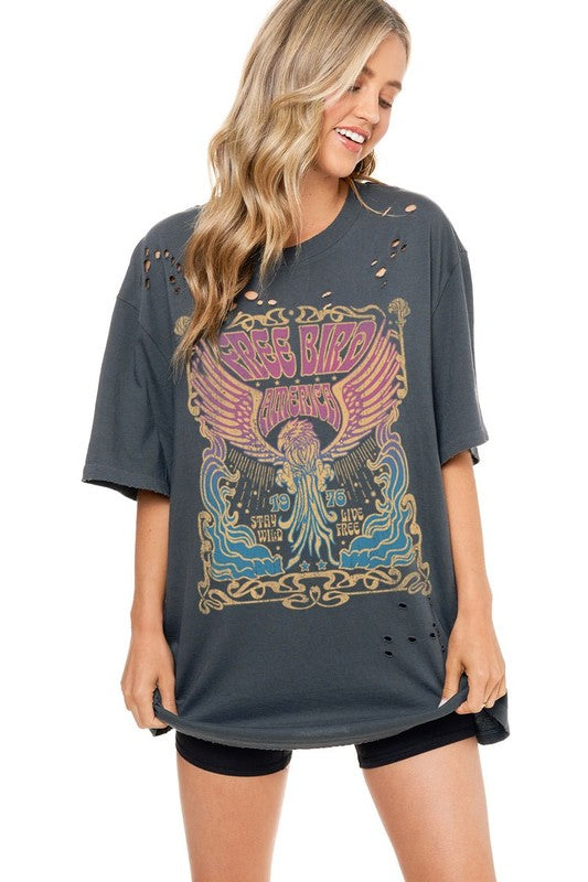 Free Bird Oversized Graphic Tee