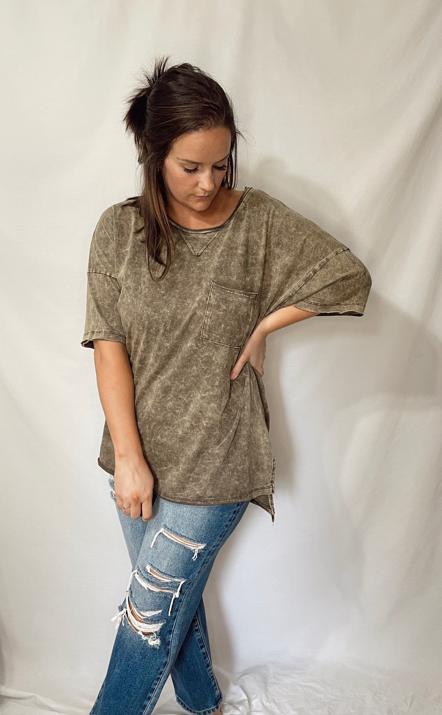 Acid Wash Slouchy pocket tee