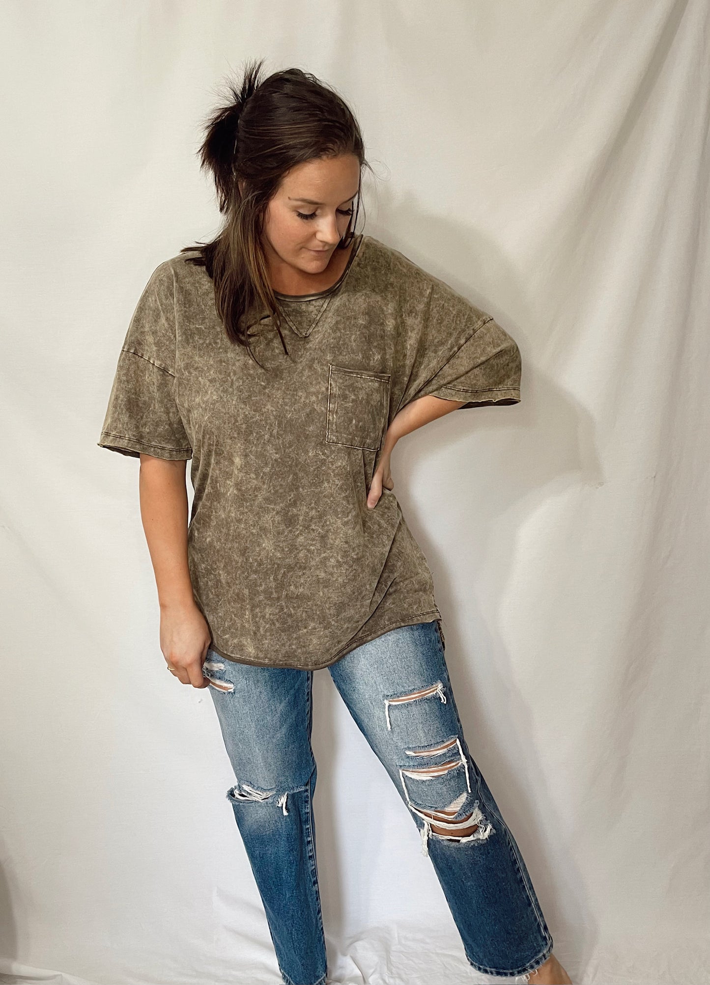 Acid Wash Slouchy pocket tee