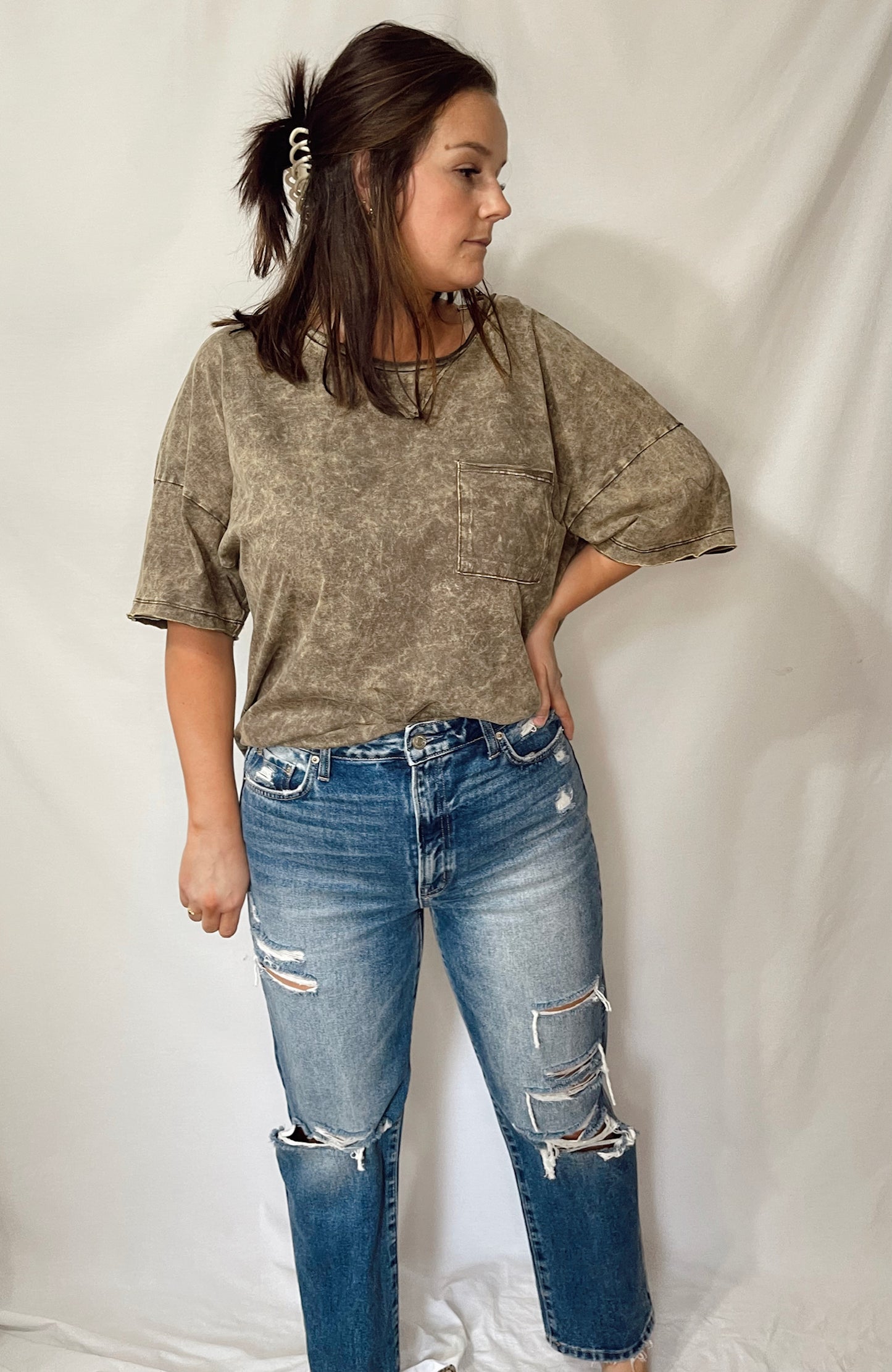 Acid Wash Slouchy pocket tee